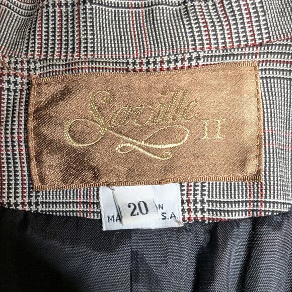 Vtg 1990s Saville Black White Plaid Two Button Classic Preppy Blazer Jacket 20 - Picture 4 of 4